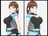 水色の服を着た巨乳のお姉さん（セリフなし  3DCGモデル  イラスト集）
