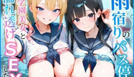 雨宿りのバス停で学園美女と濡れ透けSEXした話